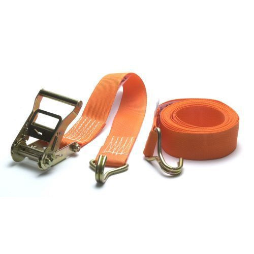 2" orange Ratchet Strap with Double J Hook